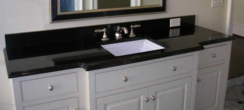 black granite bathroom counter